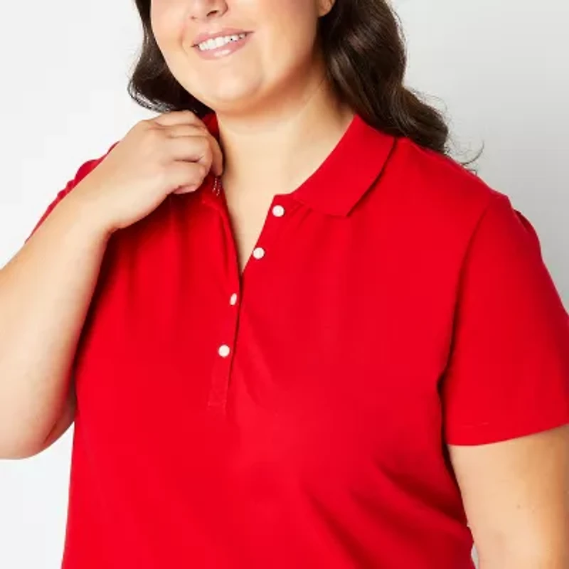 St. John's Bay Womens Plus Short Sleeve Polo Shirt