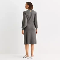 Liz Claiborne Womens Plus Long Sleeve Midi Sweater Dress
