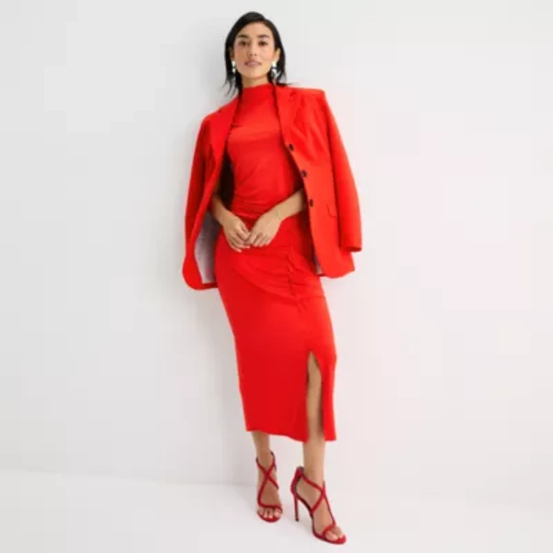 Worthington Womens Sleeveless Midi Bodycon Dress