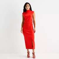 Worthington Womens Sleeveless Midi Bodycon Dress