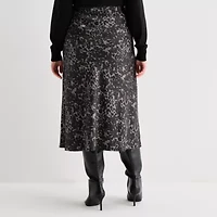 Worthington Womens Plus Mid Rise Midi A-Line Skirt