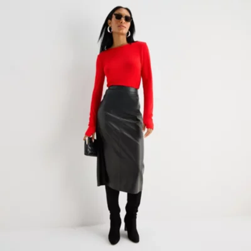 Worthington Womens Crew Neck Long Sleeve Blouse