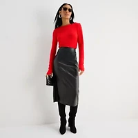 Worthington Womens Crew Neck Long Sleeve Blouse