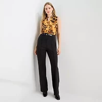 Worthington Womens Henley Neck Sleeveless Satin Blouse