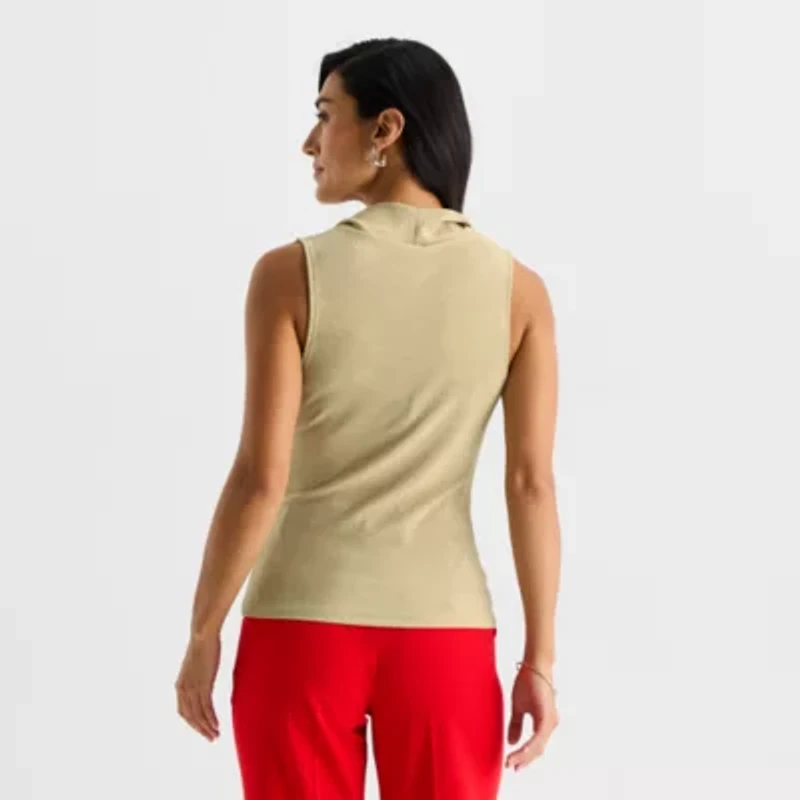 Worthington Womens Cowl Neck Sleeveless Blouse