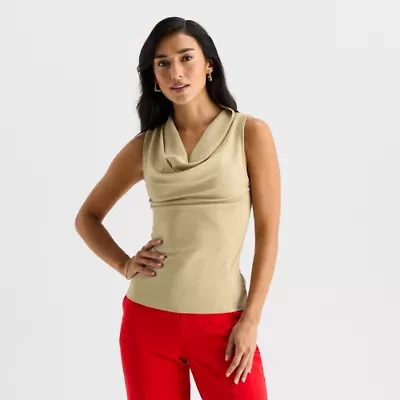 Worthington Womens Cowl Neck Sleeveless Blouse
