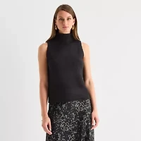 Worthington Womens Funnel Neck Sleeveless Pullover Sweater