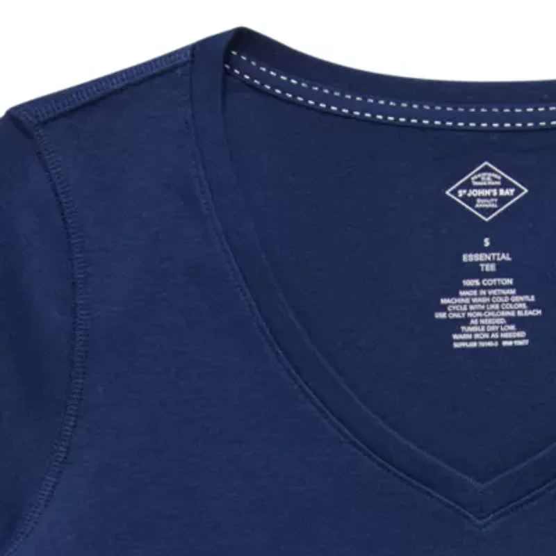 St. John's Bay Womens Easy-on + Easy-off V Neck 3/4 Sleeve Adaptive T-Shirt