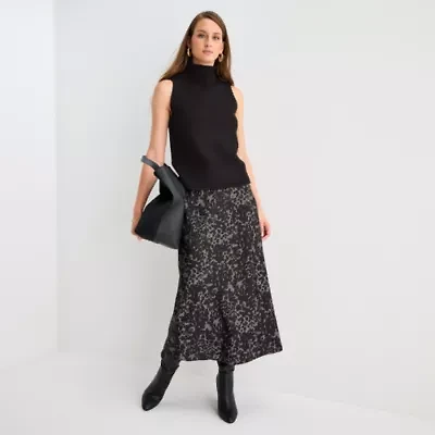 Worthington Womens Mid Rise Midi A-Line Skirt