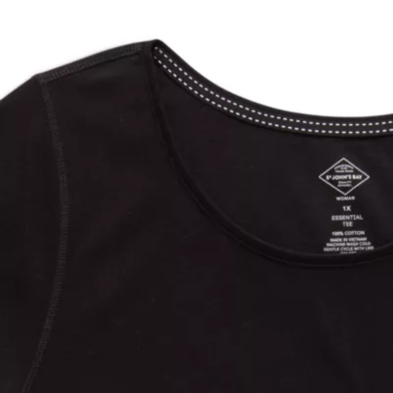 St. John's Bay Womens Plus Crew Neck Short Sleeve T-Shirt