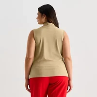 Worthington Womens Plus Cowl Neck Sleeveless Blouse