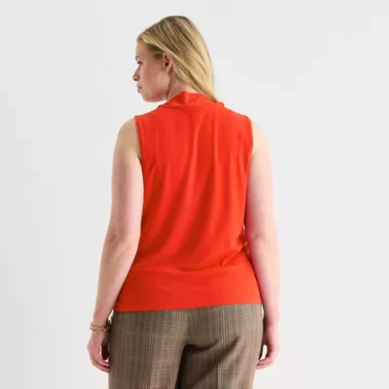 Worthington Womens Plus Cowl Neck Sleeveless Blouse