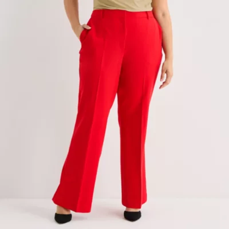 Worthington Womens Plus Straight High Rise Trouser