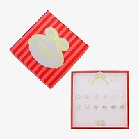 Bijoux Bar Delicates Womens Glass Bow Flower Heart 6 Pair Earring Set
