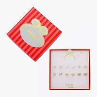 Bijoux Bar Delicates Womens Glass Bow Flower Heart 6 Pair Earring Set