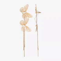 JS Jessica Simpson Gold Tone Womens Crystal Butterfly Drop Earrings