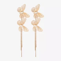 JS Jessica Simpson Gold Tone Womens Crystal Butterfly Drop Earrings