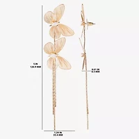 JS Jessica Simpson Gold Tone Womens Crystal Butterfly Drop Earrings