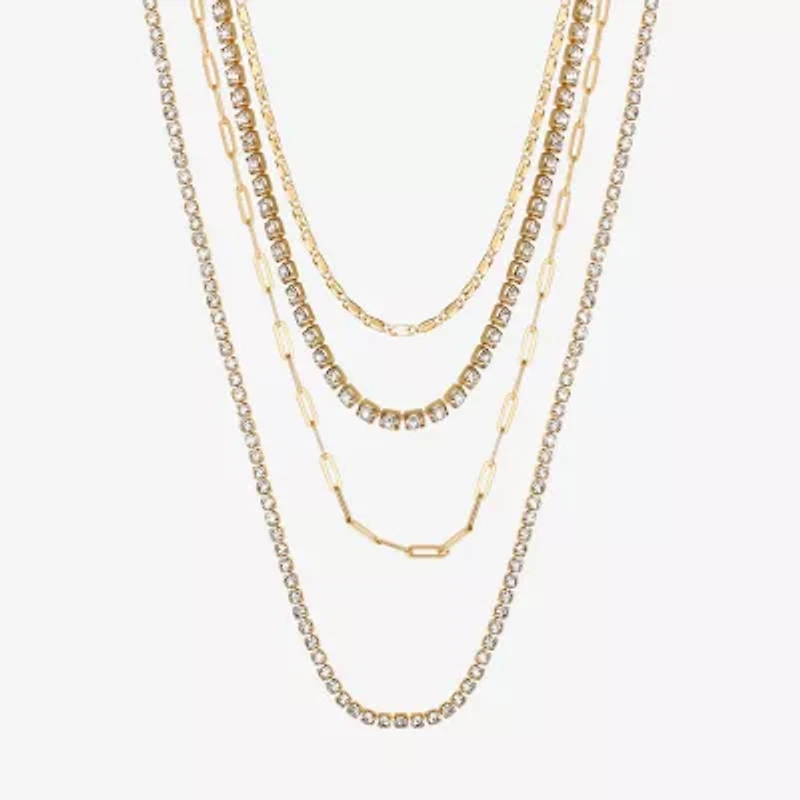 JS Jessica Simpson Womens Crystal Strand Necklace