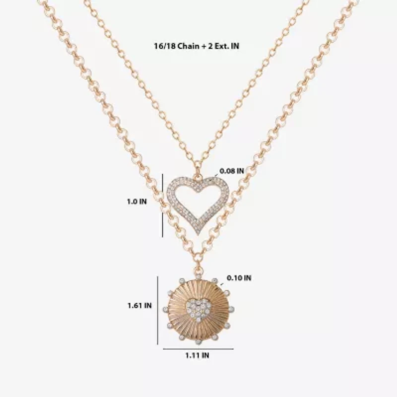 JS Jessica Simpson Womens Crystal Alloy Heart Pendant Necklace