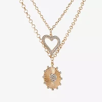 JS Jessica Simpson Womens Crystal Alloy Heart Pendant Necklace
