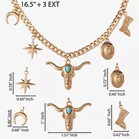 JS Jessica Simpson Gold Tone Western Womens Blue 16 Inch Statement Necklace