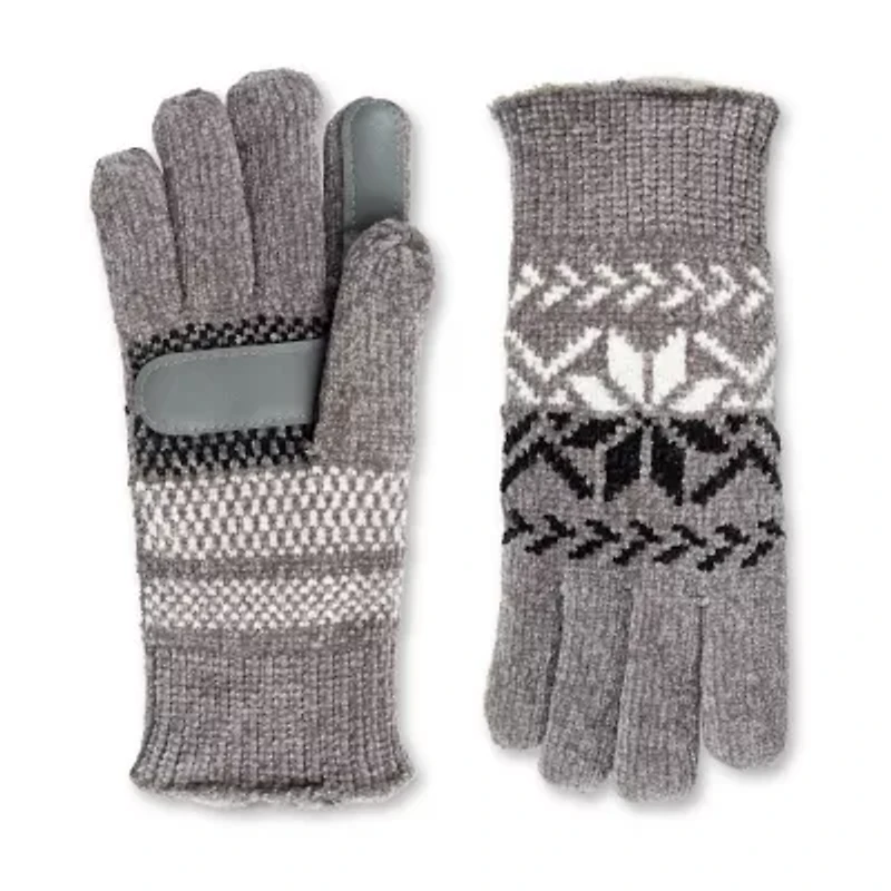 Isotoner Recycled Chenille Snowflake With Smartouch 1 Pair Gloves