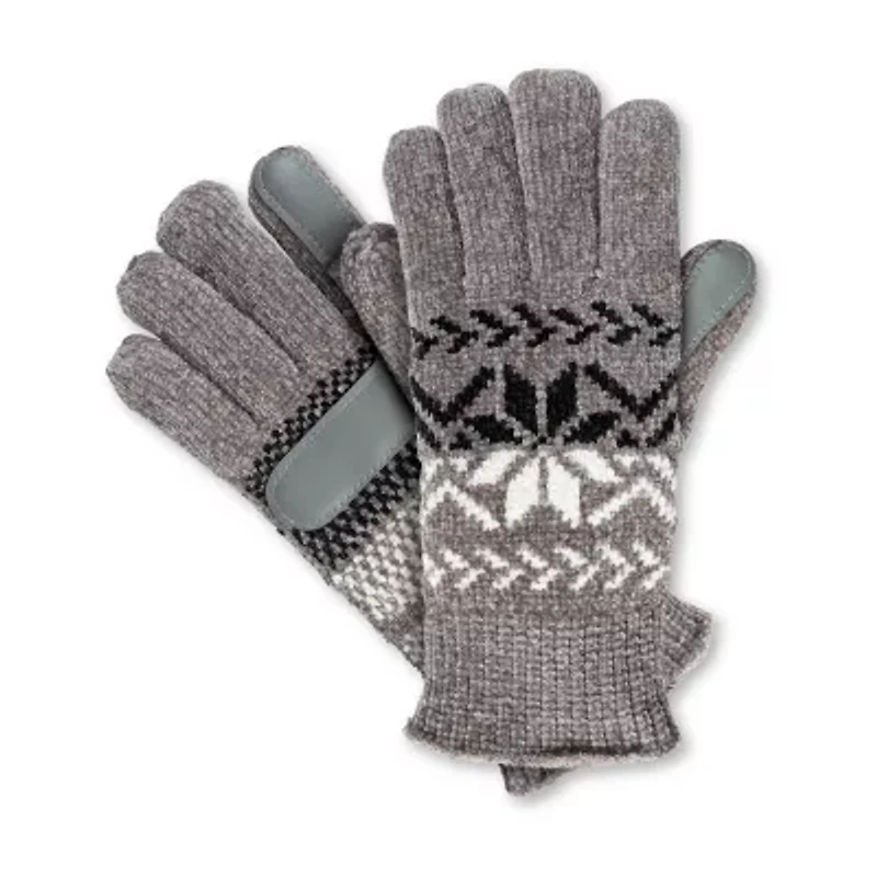 Isotoner Recycled Chenille Snowflake With Smartouch 1 Pair Gloves