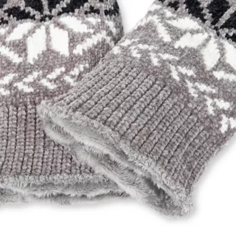 Isotoner Recycled Chenille Snowflake With Smartouch 1 Pair Gloves