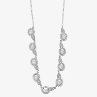 Monet Jewelry Timeless Silver Tone Halo Womens 17 Inch Collar Necklace