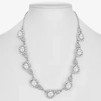 Monet Jewelry Timeless Silver Tone Halo Womens 17 Inch Collar Necklace