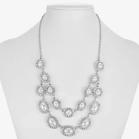 Monet Jewelry Timeless Silver Tone Halo Multi Layer Womens Glass 18 Inch Strand Necklace