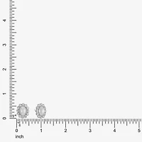 Monet Jewelry Timeless Silver Tone Halo Glass Simulated Pearl 17mm Oval Stud Earrings