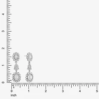 Monet Jewelry Timeless Silver Tone Halo Womens Glass Simulated Pearl Oval Hypoallergenic Drop Earrings