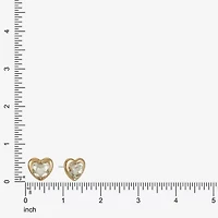 Liz Claiborne Gold Tone Glass 17mm Heart Stud Earrings