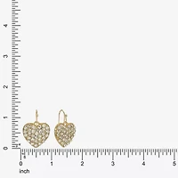 Liz Claiborne Gold Tone Pave Womens Glass Heart Drop Earrings