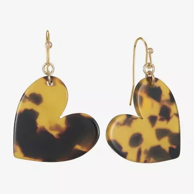 Liz Claiborne Brown & Black Womens Heart Drop Earrings