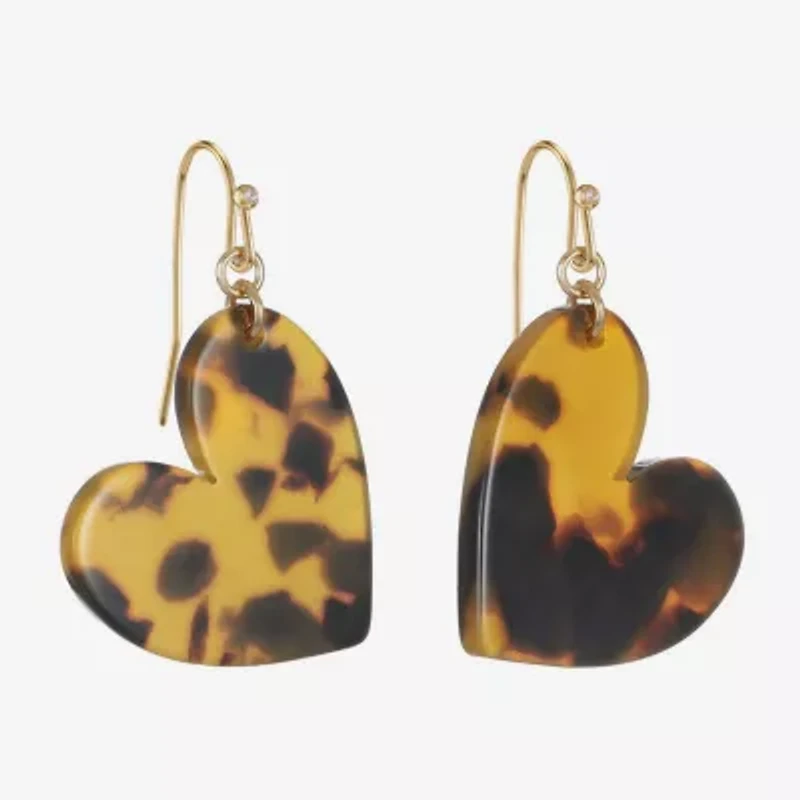 Liz Claiborne Brown & Black Womens Heart Drop Earrings