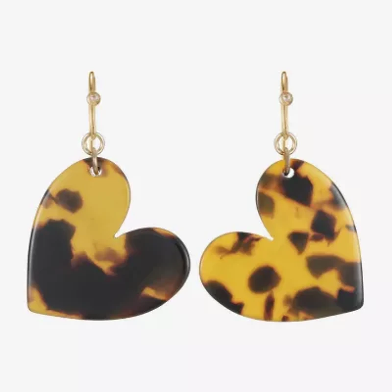Liz Claiborne Brown & Black Womens Heart Drop Earrings