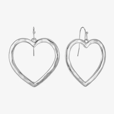 Liz Claiborne Hammered Open Womens Heart Drop Earrings