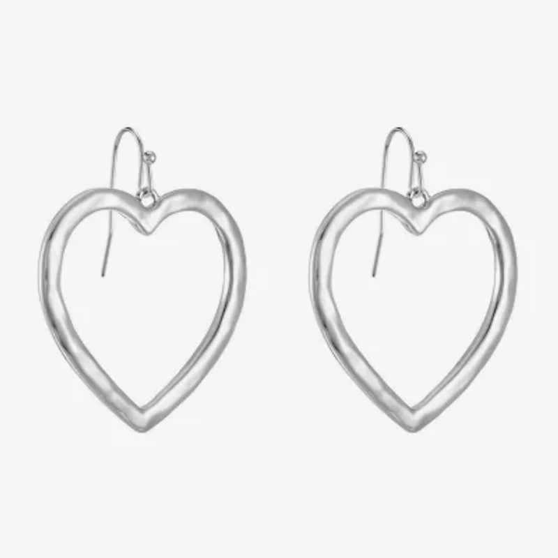 Liz Claiborne Hammered Open Womens Heart Drop Earrings