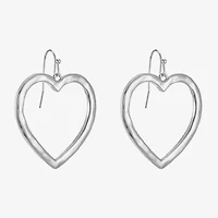 Liz Claiborne Hammered Open Womens Heart Drop Earrings
