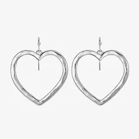 Liz Claiborne Hammered Open Womens Heart Drop Earrings