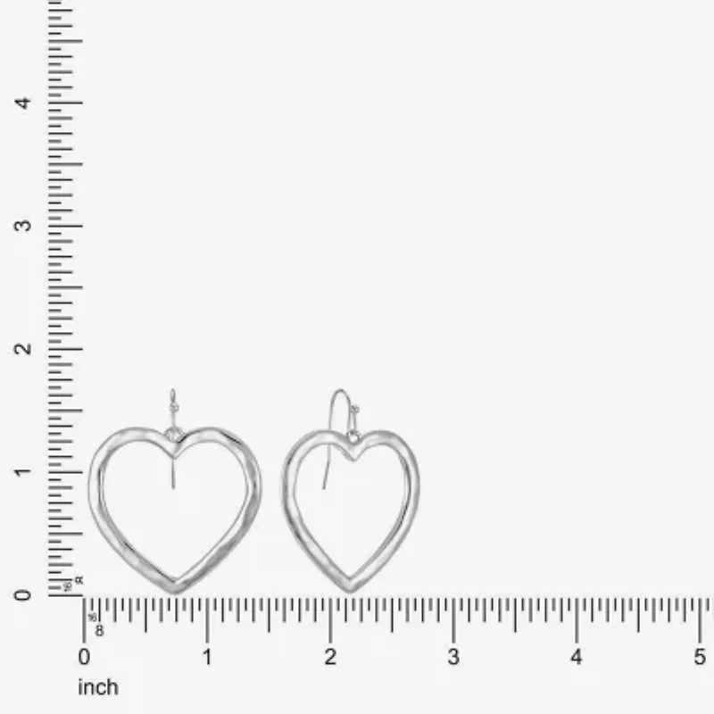 Liz Claiborne Hammered Open Womens Heart Drop Earrings