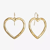 Liz Claiborne Hammered Open Womens Heart Drop Earrings