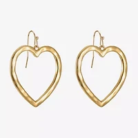 Liz Claiborne Hammered Open Womens Heart Drop Earrings