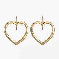 Liz Claiborne Hammered Open Womens Heart Drop Earrings
