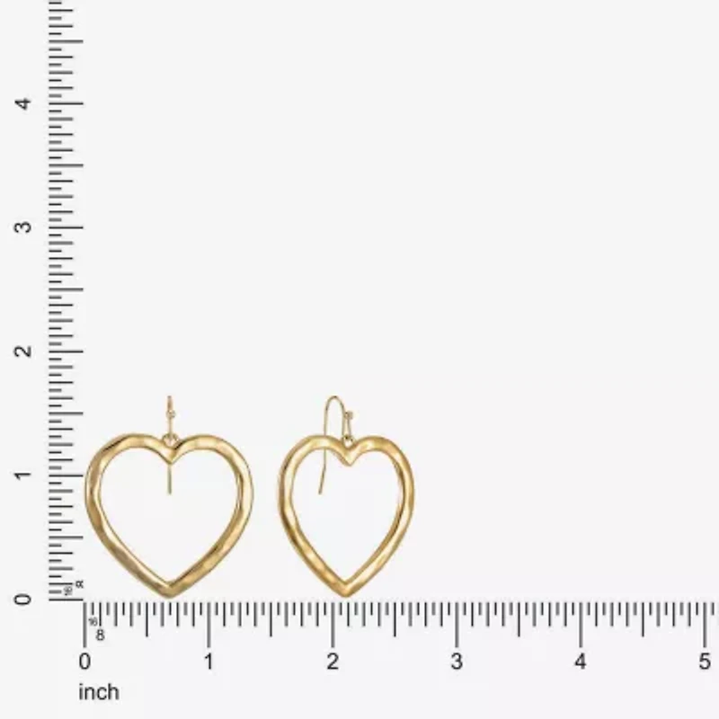 Liz Claiborne Hammered Open Womens Heart Drop Earrings