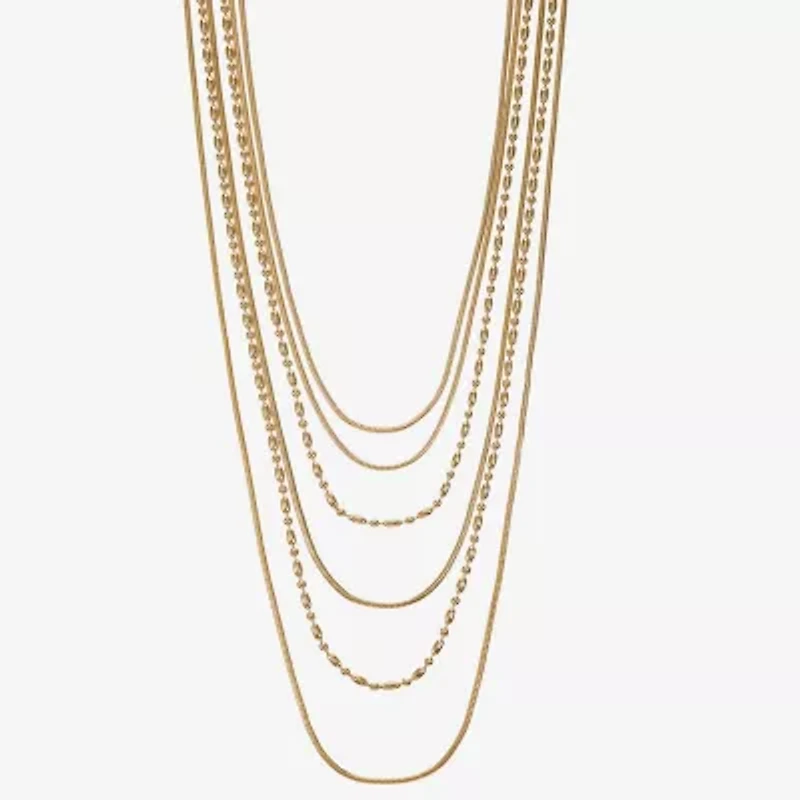 Liz Claiborne Chain Multi Layered Womens 17 Inch Statement Necklace