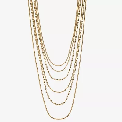 Liz Claiborne Chain Multi Layered Womens 17 Inch Statement Necklace